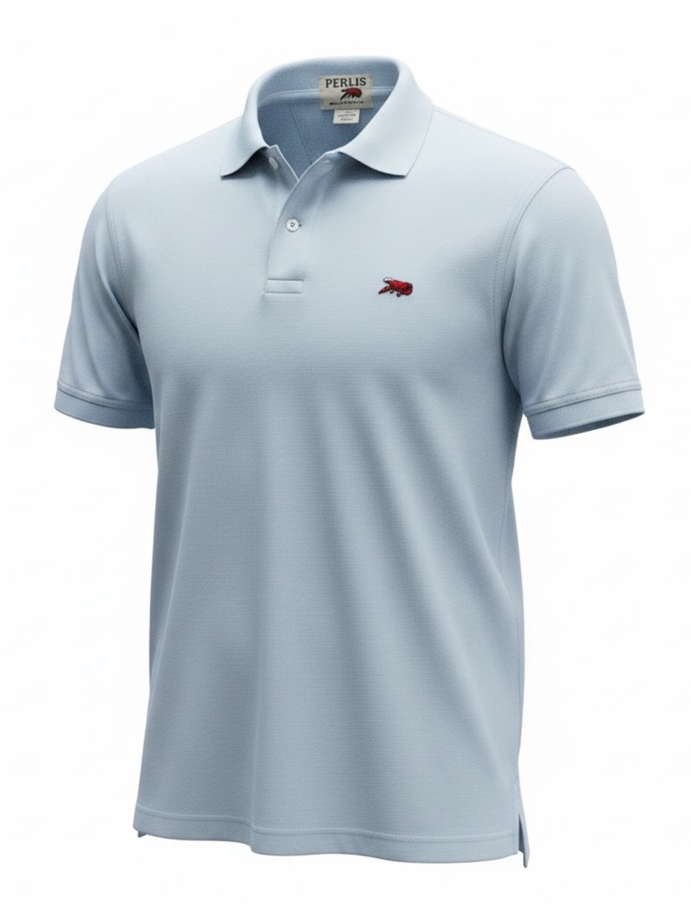 Perlis Light Blue Men's Polo with Embroidered Chest Logo
